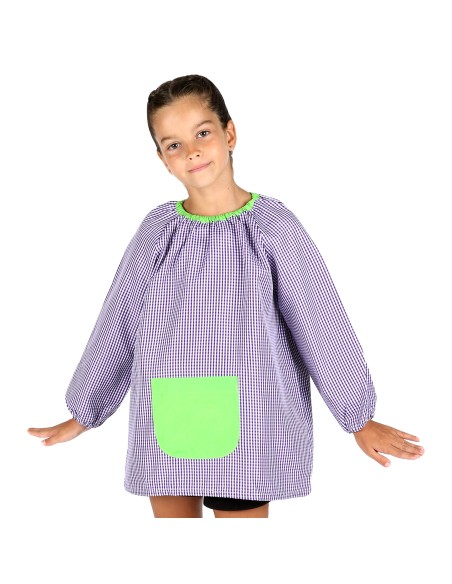 Bata Escolar, Baby Escolar, Babi para Colegio Infantil Sin Botones Niño y Niña, Elástica en Puño y Cuello