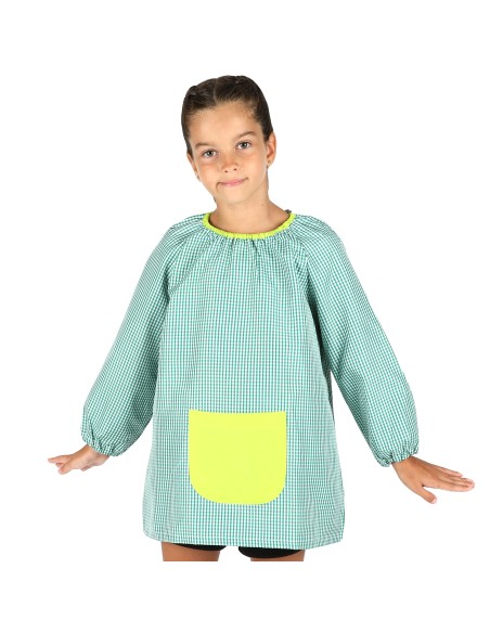 Bata Escolar, Baby Escolar, Babi para Colegio Infantil Sin Botones Niño y Niña, Elástica en Puño y Cuello