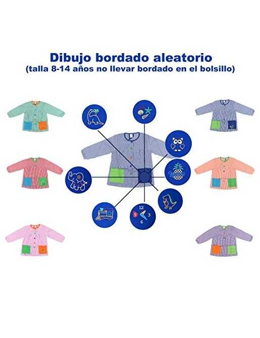 H HANSEL HOME Bata Escolar Infantil Multicolor Baby Infantil de Cuadros -  2-3 años, Azul 