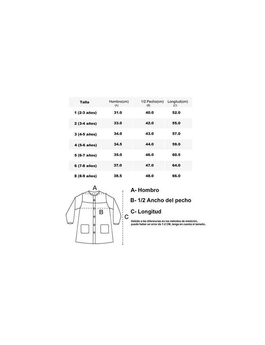 H HANSEL HOME Bata Escolar Infantil Multicolor Baby Infantil de Cuadros -  2-3 años, Azul 