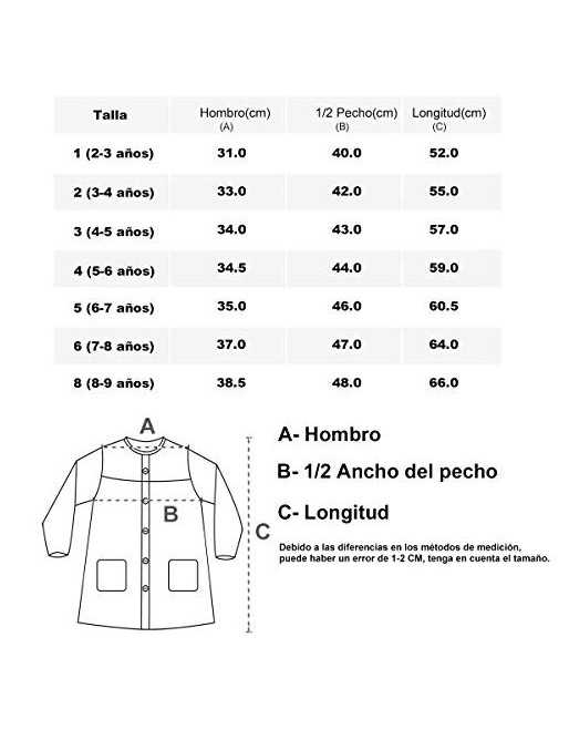 H HANSEL HOME Bata Escolar Infantil Multicolor Baby Infantil de Cuadros -  2-3 años, Azul 