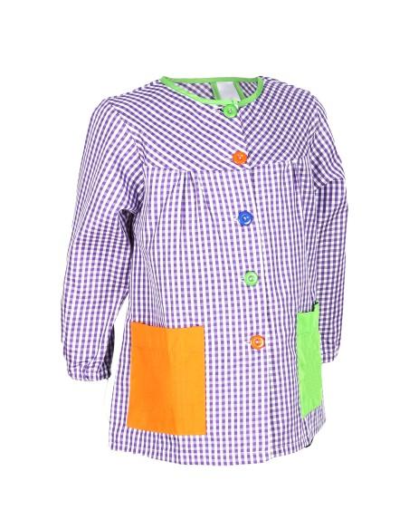 Bata Escolar Infantil Multicolor, Baby Infantil de Cuadros grandes