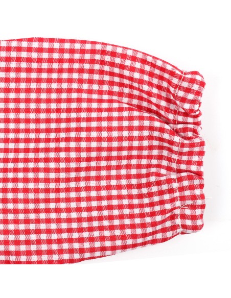 Bata Escolar Infantil, Baby Infantil de Cuadros Pequeños + Bolsa y Mochila Escolar para Llevar Fiambreras