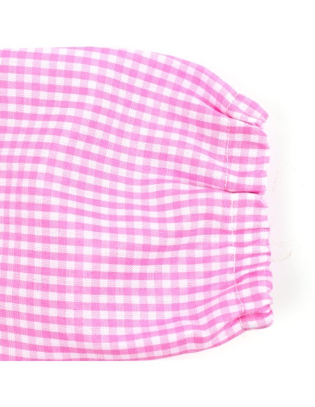 Bata Escolar Infantil, Baby Infantil de Cuadros Pequeños + Bolsa y Mochila Escolar para Llevar Fiambreras