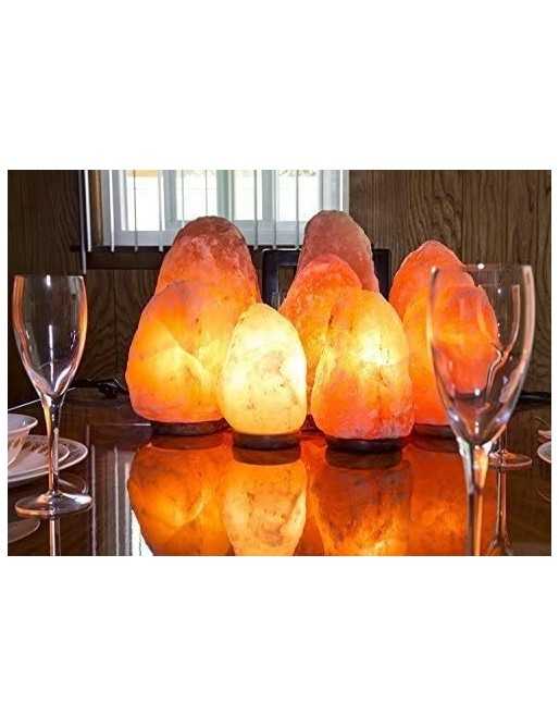 Lámpara de sal del himalaya natural + 1 bombilla de led de repuesto enchufe europeo