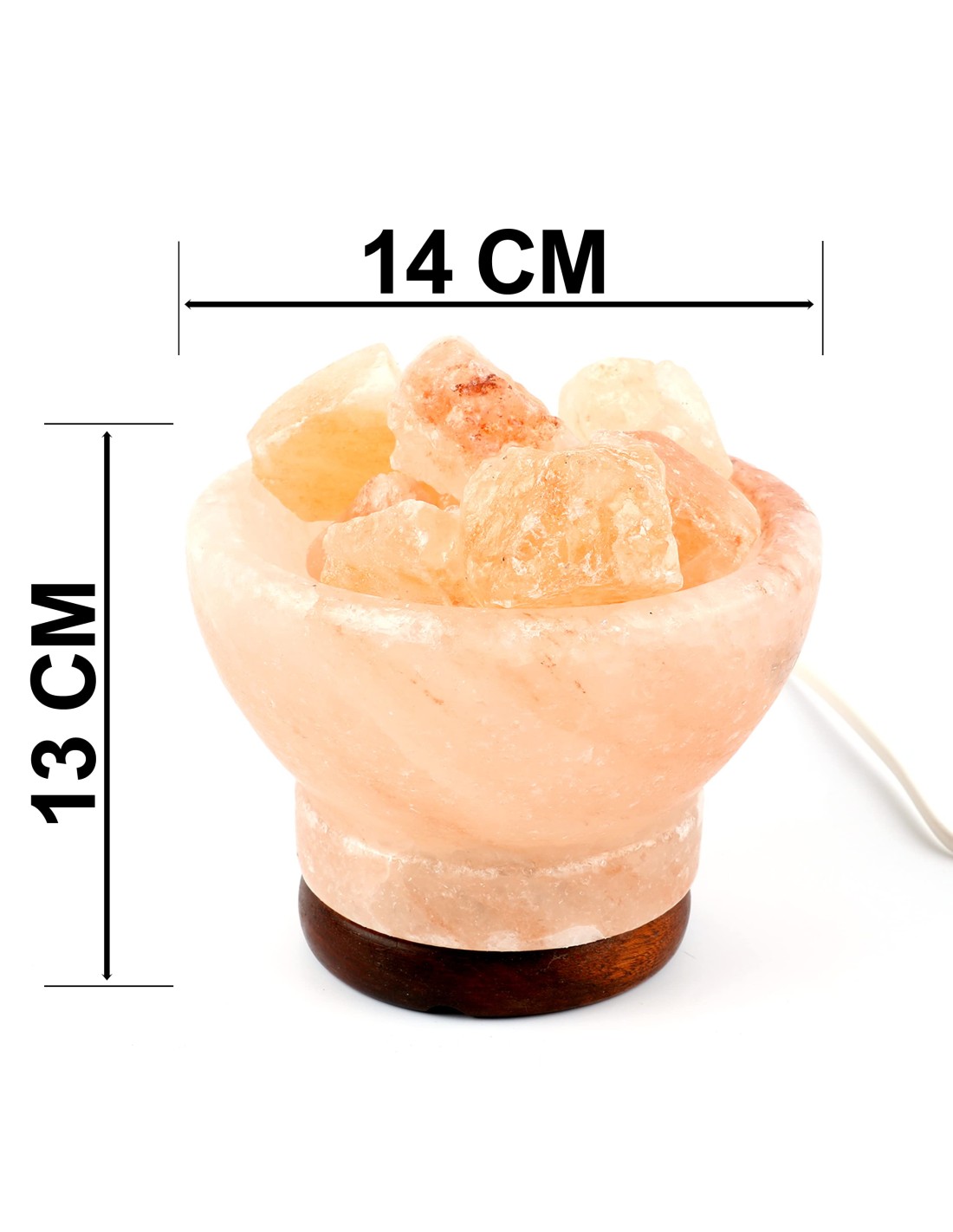 Lámpara de sal del himalaya natural Cuenco B 14 x 13cm + 1 bombilla de led  de repuesto enchufe europeo