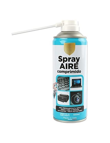 Spray Aire Comprimido 400ml para la Limpieza Ideal para Teclados, Ordenadores Impresoras y otros Equipos Eléctricos Eliminaci