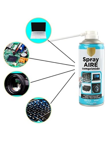 Spray Aire Comprimido 400ml para la Limpieza Ideal para Teclados, Ordenadores Impresoras y otros Equipos Eléctricos Eliminaci