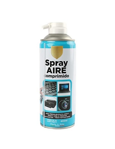 Spray Aire Comprimido 400ml para la Limpieza Ideal para Teclados, Ordenadores Impresoras y otros Equipos Eléctricos Eliminaci