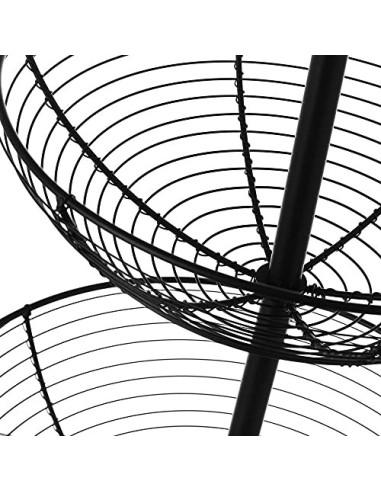 Frutero Sobremesa para Cocina de 2 Alturas de Metal Negro de 29,5x29,5x41 cm