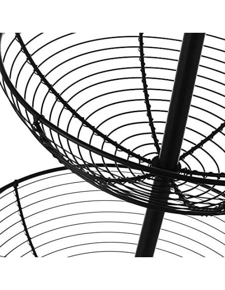 Frutero Sobremesa para Cocina de 2 Alturas de Metal Negro de 29,5x29,5x41 cm