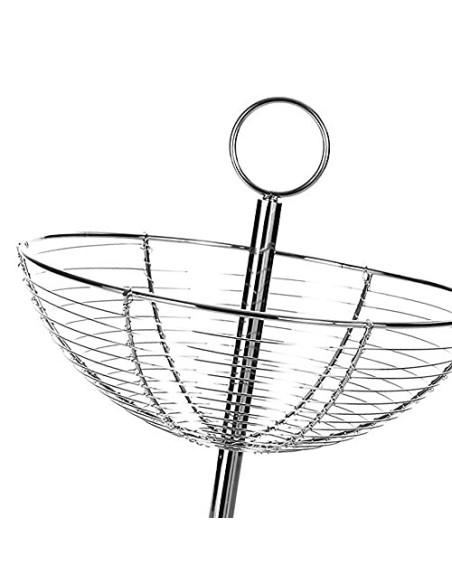 Frutero Sobremesa para Cocina de 2 Alturas de Metal Cromado de 29,5x29,5x41 cm