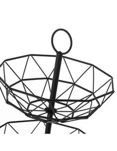 Frutero Sobremesa para Cocina de 2 Alturas de Metal Negro de 29x29x38 cm 2