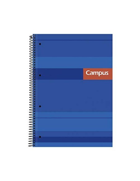 Campus 001172 Pack de 4 Cuadernos Microperforado A4 Espiral Tapa Extradura Cuadrocula 5x5 70Gr 160 Hojas