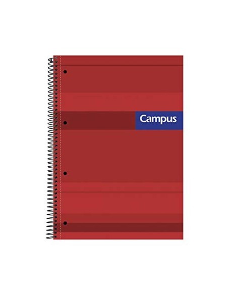 Campus 001172 Pack de 4 Cuadernos Microperforado A4 Espiral Tapa Extradura Cuadrocula 5x5 70Gr 160 Hojas