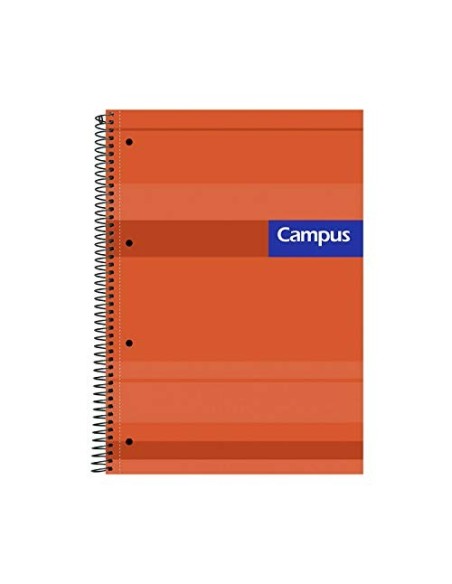 Campus 001172 Pack de 4 Cuadernos Microperforado A4 Espiral Tapa Extradura Cuadrocula 5x5 70Gr 160 Hojas
