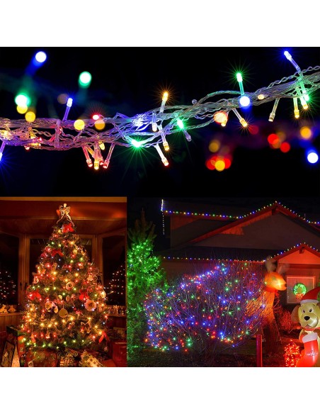 Hanselhome Guirnalda Luces Led de Navidad Luces de Arbol de Navidad Uso Interior/Exterior IP44 Impermeable Luz Multicolor Cable Transparente, 300 Leds 18M 