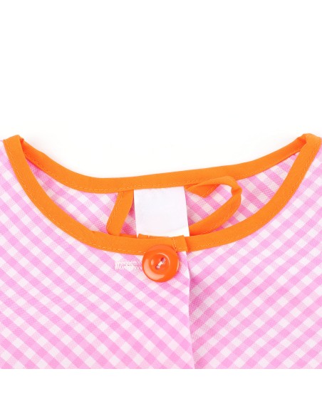 Bata Profesora Babi Profesora Bata Escolar Adulto de Cuadros Unisex Manga Larga