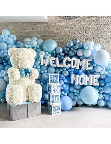 PILIN 4Pcs Bloques blancos Cuadrado Kit de cajas de Baby Shower Decoraciones de fiesta para niño y niña Bloques decorativos d