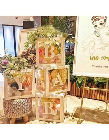 PILIN 4Pcs Bloques blancos Cuadrado Kit de cajas de Baby Shower Decoraciones de fiesta para niño y niña Bloques decorativos d