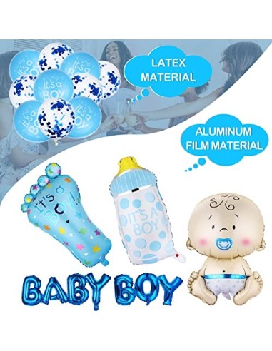 Baby Shower Globos, Diealles Shine 17 Piezas Gender Reveal Balloon para Decoracion Baby Shower Niño, Azul Globos para Baby Sh