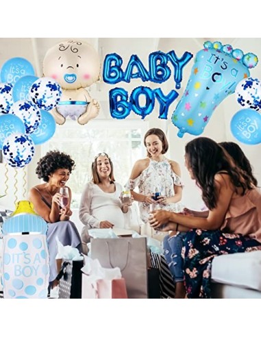 Baby Shower Globos, Diealles Shine 17 Piezas Gender Reveal Balloon para Decoracion Baby Shower Niño, Azul Globos para Baby Sh