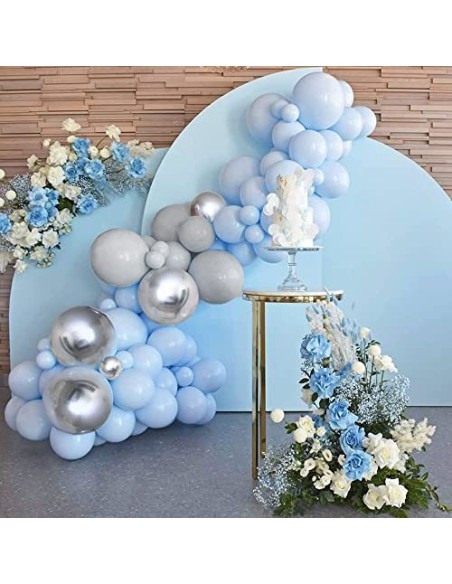 Baby Shower Decoración,Owinus Baby Shower Niño Globos de Baby Shower:Baby Boy,Globos de Látex Azul Gris Plata.