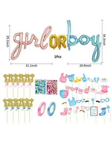 Baby Shower Decoraciones de Revelación de Género Bandera de Niño O Niña Género Revelan Partido Kit con Globo para El Género, 