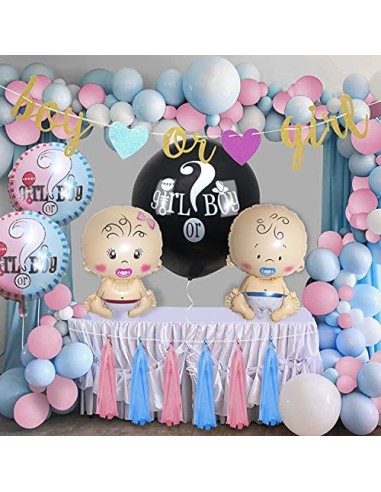 Globos de fiesta de género para Baby Shower Gender Reveal Party, 36 pulgadas Palloncino, confeti rosa y azul, globos de papel