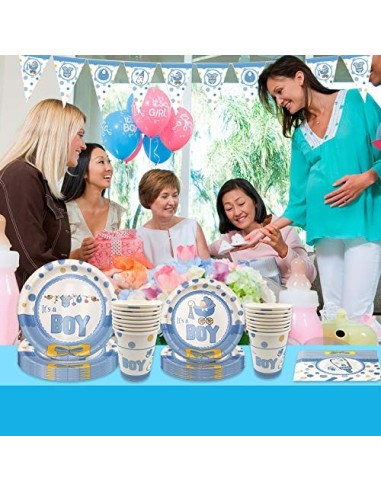 Amycute 42 pcs Vajilla de Cumpleaños Niña Happy Birthday Fiesta Azul Vajilla para 8 niños de cumpleaños, Cumpleaños de niño F