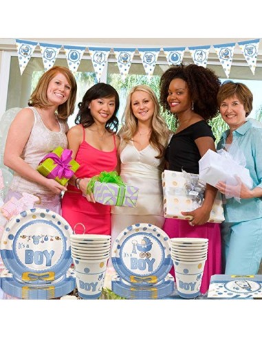Amycute 42 pcs Vajilla de Cumpleaños Niña Happy Birthday Fiesta Azul Vajilla para 8 niños de cumpleaños, Cumpleaños de niño F