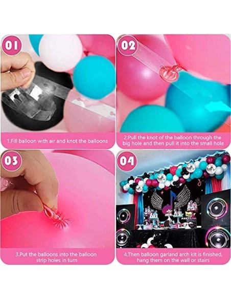 TOLOYE Guirnalda de Globos, Decoración de Fiesta Musical 108 Globos Cumpleaños Arco de Globos Látex de Rosa Azul Negro Blanco
