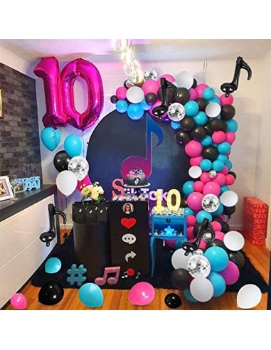 TOLOYE Guirnalda de Globos, Decoración de Fiesta Musical 108 Globos Cumpleaños Arco de Globos Látex de Rosa Azul Negro Blanco