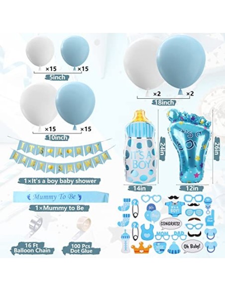 Baby Shower Decoracion Niño, Guirnalda de Globos para Decoración de Fiesta de Baby Shower, Guirnalda para Baby Shower Niño, F