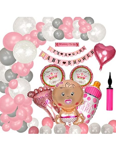colmanda Baby Shower Decoracion Niña, 35 Piezas Baby Shower Decoración Globos de Fiesta para Baby Shower, Decoración de Baby 