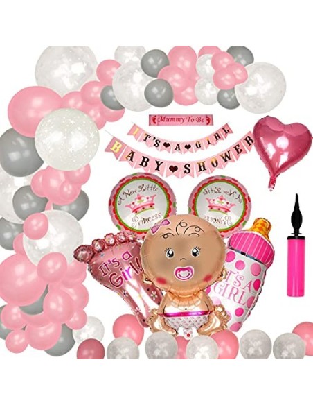 colmanda Baby Shower Decoracion Niña, 35 Piezas Baby Shower Decoración Globos de Fiesta para Baby Shower, Decoración de Baby 