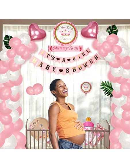 colmanda Baby Shower Decoracion Niña, 35 Piezas Baby Shower Decoración Globos de Fiesta para Baby Shower, Decoración de Baby 