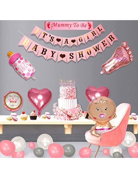 colmanda Baby Shower Decoracion Niña, 35 Piezas Baby Shower Decoración Globos de Fiesta para Baby Shower, Decoración de Baby 
