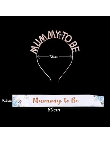 BETESSIN Banda Tiara Mummy To Be para Futura Mamá Banda Fajín Estampado Diadema Mummy To Be Oro Rosa Sash para Fiesta Baby Sh