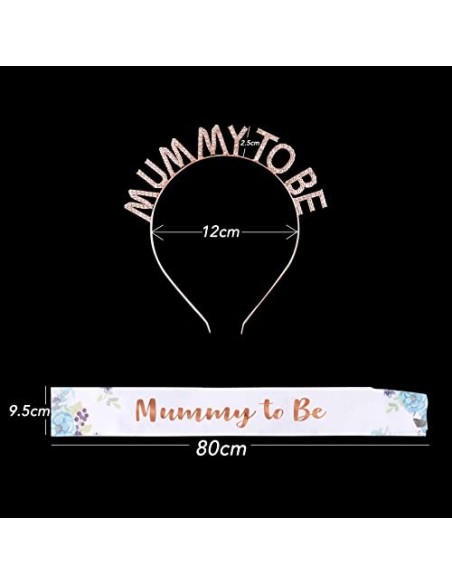 BETESSIN Banda Tiara Mummy To Be para Futura Mamá Banda Fajín Estampado Diadema Mummy To Be Oro Rosa Sash para Fiesta Baby Sh