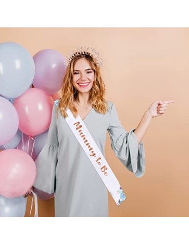 BETESSIN Banda Tiara Mummy To Be para Futura Mamá Banda Fajín Estampado Diadema Mummy To Be Oro Rosa Sash para Fiesta Baby Sh