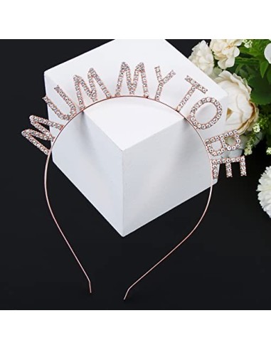 BETESSIN Banda Tiara Mummy To Be para Futura Mamá Banda Fajín Estampado Diadema Mummy To Be Oro Rosa Sash para Fiesta Baby Sh