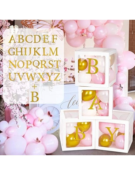 PartyWoo Baby Shower, 4 Cajas de Globos y 31 Letras, Baby Shower Niño, Baby Shower Niña, Decoración de Baby Shower, Decoracio