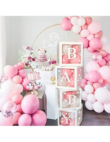 PartyWoo Baby Shower, 4 Cajas de Globos y 31 Letras, Baby Shower Niño, Baby Shower Niña, Decoración de Baby Shower, Decoracio