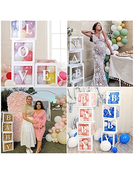 PartyWoo Baby Shower, 4 Cajas de Globos y 31 Letras, Baby Shower Niño, Baby Shower Niña, Decoración de Baby Shower, Decoracio