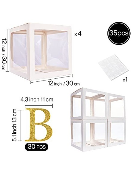 PartyWoo Baby Shower, 4 Cajas de Globos y 31 Letras, Baby Shower Niño, Baby Shower Niña, Decoración de Baby Shower, Decoracio