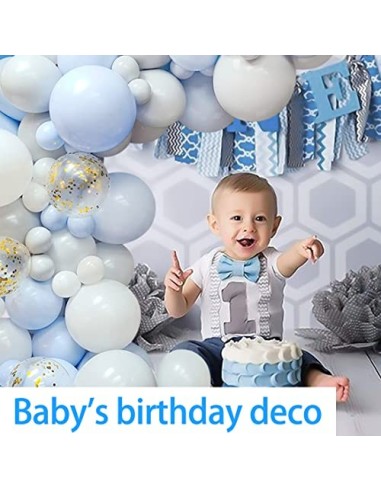 Kit de Arco de Guirnalda de Globos Azul,Globos Azules Blancos, Dorado Globos Papel Picado,Arco de Globos de Metal Macaron Par