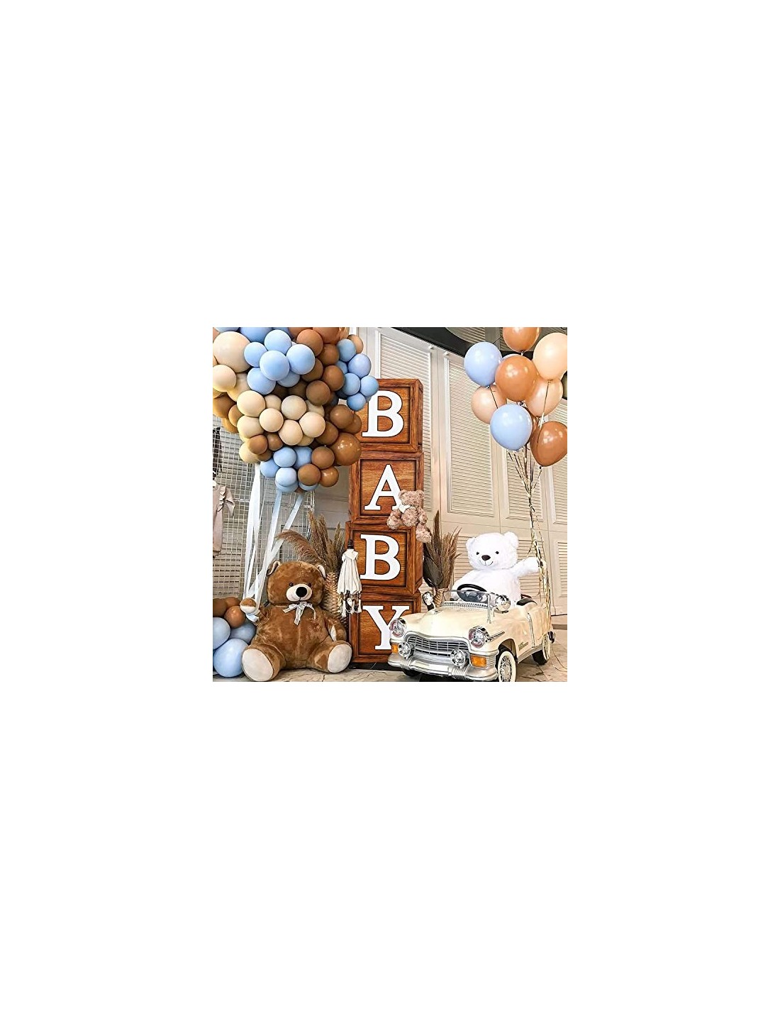 Caja de decoración para baby shower para niños o niñas, 4 cajas de globos  de grano de madera con letra BABY para baby shower
