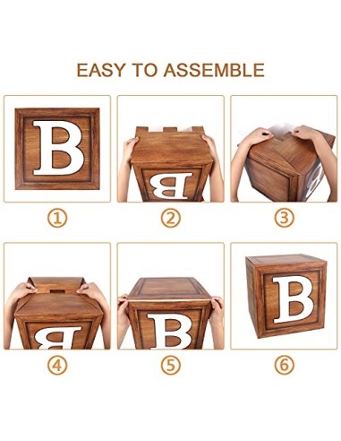 Caja de decoración para baby shower para niños o niñas, 4 cajas de globos de grano de madera con letra BABY para baby shower,