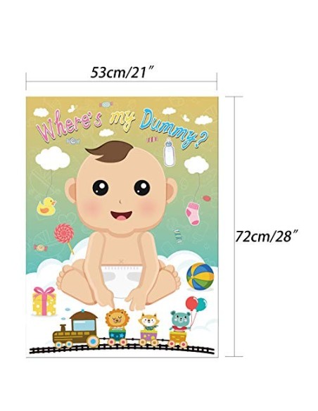 FEPITO Baby Shower Partido Juegos, Alfiler la Tonto en el Juego del Bebé con 24 Piezas de Pegatinas Chupete para Artículos de